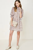 Women's Printed Smock Neck Mini Dress