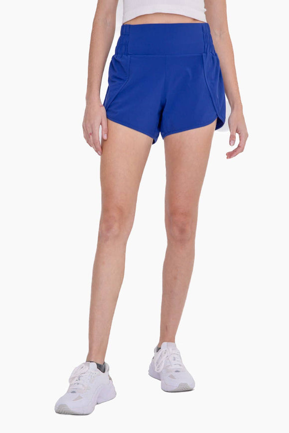 Highwaist Athleisure Split Shorts: BLUE