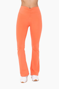 Venice Scrunch Waist Flared Pants: HOT CORAL