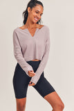 Deep Notch Collar Crop Pullover: Iris