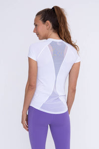 Mesh Back Slim Fit Active Tee: WHITE