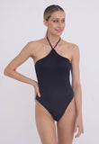 Jacquard Stripe Halter One-Piece