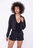 Active Cropped Jacket with Textured Interior