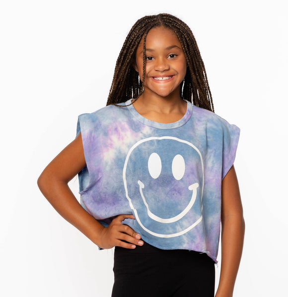 Tie Dye Smiley Sleeveless Sweatshirt (Tween)