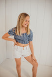 Gingham Puff Sleeve Crop