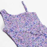 Purple Ditsy Floral Faux Wrap One Piece