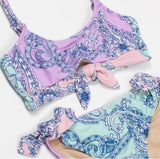 Paisley Colorblock Bow Front Bikini