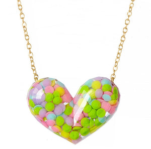 Multi-Color Dotty Heart Necklace