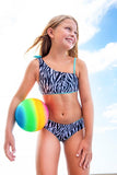 Susana Reversible Zebra Print Two Piece Swimsuit (Tween)